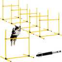 6 Pcs Dog Agility Training Equipments Hobby Horse Jumps Adjustable Jumps Hurdles Pet Jump Bars with Bag and Whistle for Indoor Outdoor Dog Pet Agility Course Game(Yellow)