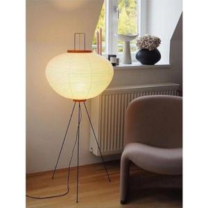 White Paper Floor Lamp,Japanese Lantern Floor LampHandmade Paper Lamp Body Rice Paper Floor Lamp with Chrome Nightstand Desk Lamp for Bedroom Living Room Kid's Office Environmental Soft Lig, Round (47.2*17.7inch)