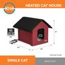 K&H Heated Cat House, Outdoor Kitty Shelter, Safety Listed, 20W, Red/Black