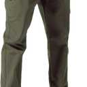 FREE SOLDIER Men's Outdoor Softshell Fleece Lined Cargo Pants Snow Ski Hiking Pants with Belt (32W x 30L, Army Green)