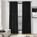 DONREN 99 Percent Blackout Curtains Draperies - Light UV Block Insulated Rod Pocket Window Curtain Panels for Kids Nursery(52 x 96 Inches,Set of 2 Panels,Black)
