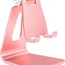 Rose Gold Foldable Aluminum Alloy Cell Phone Holder,Tabletop Metal Phone Stand with Adjustable Angle by Swivel Axis,Smartphone Cradle, Rose Gold 