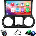 10'' Car Radio for Jeep Wrangler JK 2007-2018 Dodge Ram 1500 2500 2009 2010 2011 2012 Compass Grand Cherokee with CarPlay Android Auto, Touchscreen Head Unit GPS Bluetooth Backup Camera WiFi AM/FM SWC