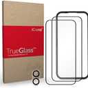 iCarez Tempered Glass Screen Protector for iPhone 16 Plus 6.7 inches 2024 [2-Pack] Case Friendly Full Coverage Tray installation Black Frame, Set of 2