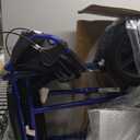 Medline Lightweight Foldable Transport Wheelchair with Handbrakes and 12-Inch Wheels, Blue Frame, Black Upholstery