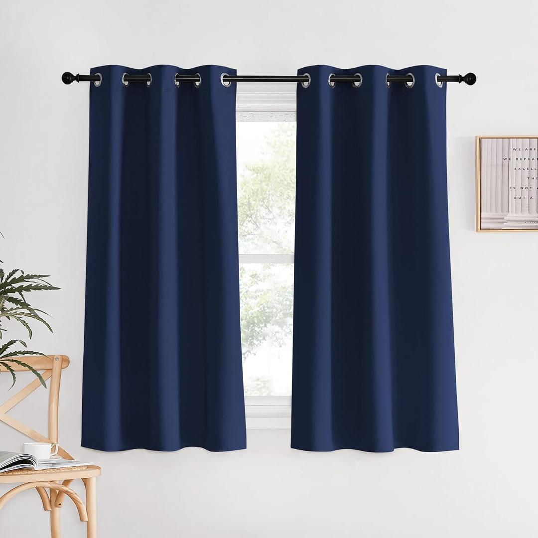 NICETOWN Navy Blackout Curtains & Drapes, 1 Pair, W34 x L60, Window Treatment Energy Saving Thermal Insulated Room Darkening Solid Grommet Panels for Living Room
