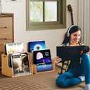 HOOBRO Vinyl Record Storage Crate, Stepped 2-Tier Record Crate, Album Storage Box, Visible Record Holder Crate with Handle, for Vinyl, Magazine, Folder, Album, Natural YL02CW01