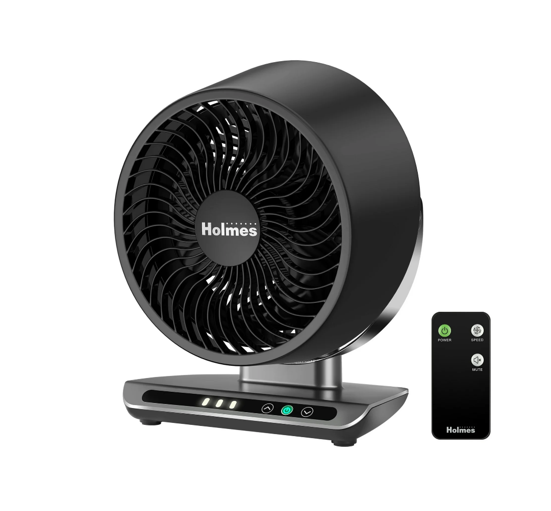 Holmes Blizzard 8” Digital Fan, 3-Speed, Air Circulator, Touch Control, Remote, Black