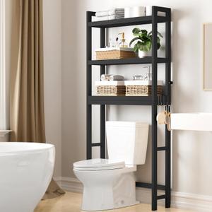 Smiry Bamboo Over The Toilet Storage Cabinet, 3 Tier, Black