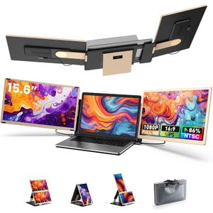 Laptop Screen Extender, 15.6'' Laptop Monitor Extender with 86% NTSC FHD 1080P Display, Detachable Triple Portable Monitor Compatible with Windows/Mac/DeX/Chrome, Also Works with Desktop/Mini PC