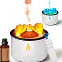 BOHOFAM Essential Oil Diffuser 360ML,Volcano Diffuser/Humidifier, Flame and Volcano 2 Mist Mosdes, Included 50ML Hotel Collection Essential Oil for Home, Bedroom,Large Room (White)
