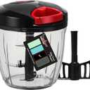 Cambom Manual Food Chopper Vegetable Cutter, Hand String Vegetable Chopper Onions Cutter for Vegetable Fruits Nuts BPA Free Food Safe Material, 900ml Black