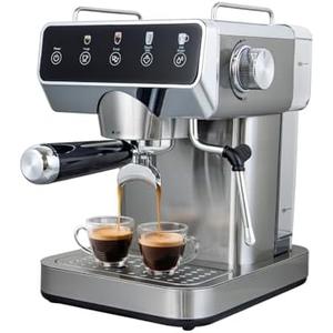 ChefAidPower Espresso Machine 20 Bar, Stainless Steel Espresso Coffee Machine with Milk Frother, Coffee Machine with 51oz Removable Water Tank for Americano, Latte & Cappuccino