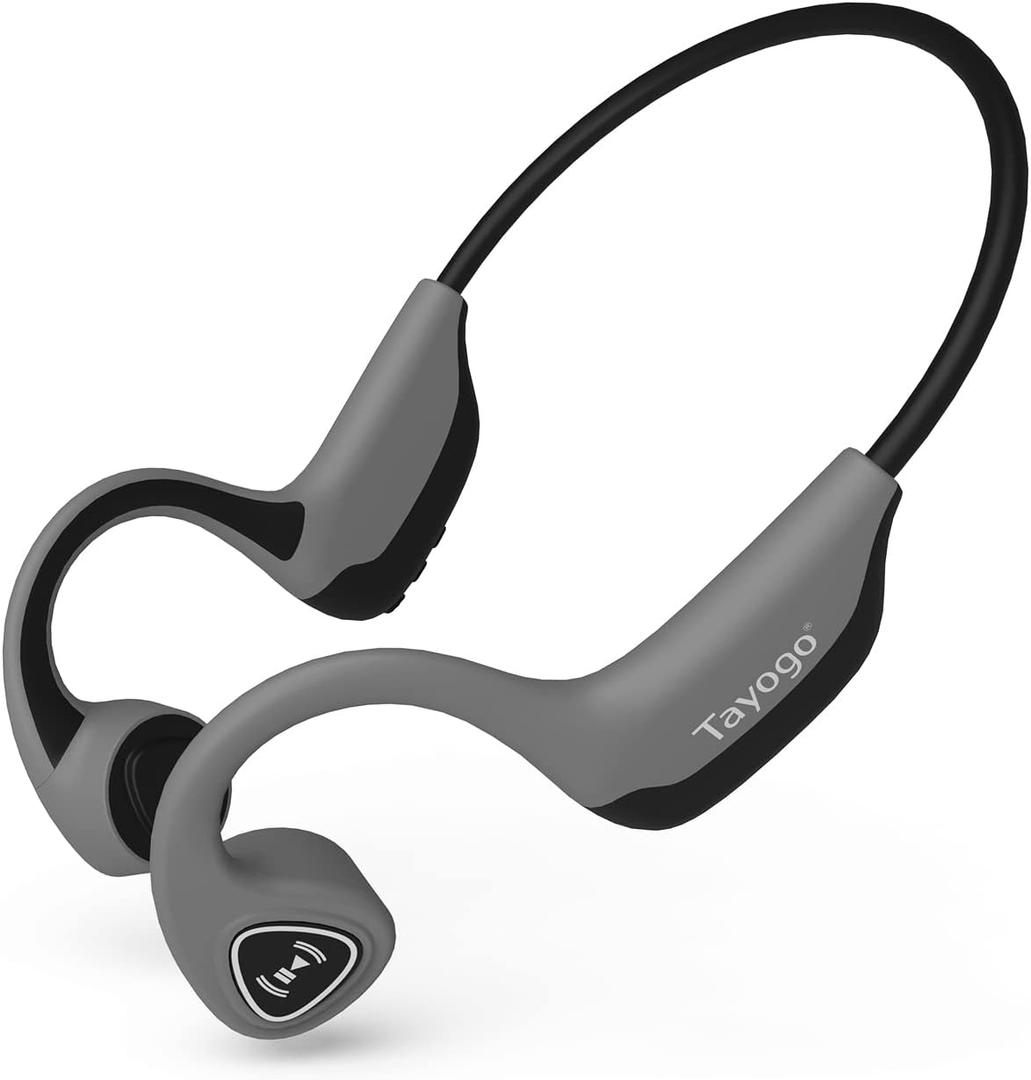 Tayogo Bone Conduction Headphones, Wireless Bluetooth Bone Conducting Earbuds, Open Ear Headset with Mic, for Running, Cycling, Yoga-Grey (Almost Like-New)