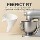 2 x Flour Funnel for Ktichen Aid Mixer, Easy-Pour Funnel for Dry and Wet Ingredients Like Flour, Sugar and Eggs, Prevents Overflow and Mess for Clean Kitchen Counter, Easy to Clean (White)