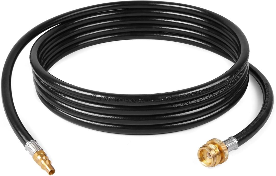 GASPRO 15FT RV Quick Connect Propane Hose for Camping Grilling, Connects 1 LB Portable Appliance, 1/4" Male Quick Connect Plug x 1-20" Male Throwaway Cylinder Thread