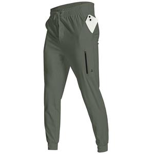 YOVVI Men's Athletic Joggers Stretch Sweatpants with Zipper Pockets Lightweight Running Workout Gym Track Golf Jogging Training Sweat Pants for Men(Light Army Green,XS)