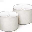 Lamp Shades Set of 2, Drum Lampshades 13" Top x 13" Bottom x 10" High, Beige Modern Fabric Lampshades for Table Lamps Floor Lamps, Natural Linen Lampshade, Easy Assembly Required