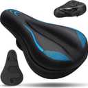 Gel Bike Seat Cushion, Soft Gel Padded Bicycle Seat Cover for Men & Women Comfort, Extra Padding Cycle Seat Cushion for Peloton, Stationary Exercise Bike, Beach Cruiser, Ebike, MTB, Road Bicycle (C1 Blue)