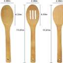 3-Piece Wooden Utensil Set for Cooking - Wooden Spoon, Slotted Spoon & Spatula - Non-Scratch, Heat Resistant Kitchen Tools for Non-Stick Pans, Baking & Stirring