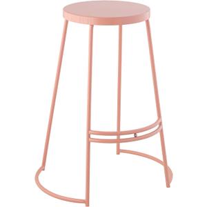 JONATHAN Y Hula Modern 28.75" Backless Metal Bar Stool, Round Pink Iron Seat and Pink Base with Integrated Footrest, Industrial Bar Chair for Kitchen Island and Home Bar BSL1001C