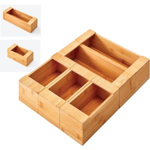 Copco Set of Resealable Storage Bag Organizers for Gallon, Quart, Sandwich and Snack Size featuring Wide Opening for Easy Bag Dispensing, Set Can be Broken Apart for Space Saving, Bamboo In Drawer