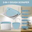 Bench Scraper Dough Cutter Tool - Bowl Pastry Scraper for Bread Cake Pizza, Bench Knife Kitchen Dough Scraper for Baking, Stainless Steel Food Scraper with Grip Handles & Measuring Scal, Blue