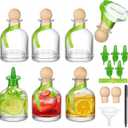 Baderke 6 Pcs 250ml/8oz Patron Shot Bottle Empty for Drinks Mini Reusable Filling Bottle with Sealing Stopper Pour Spouts Green Ribbon Labels for Wine Wedding Christmas Party Decoration