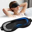 Weighted Eye Mask for Sleeping - Sleep Mask for Women & Men, Blackout 3D Contoured Sleeping Mask for Side Sleeper, Zero Pressure Soft Night Eye Cover with Adjustable Strap for Travel, Black