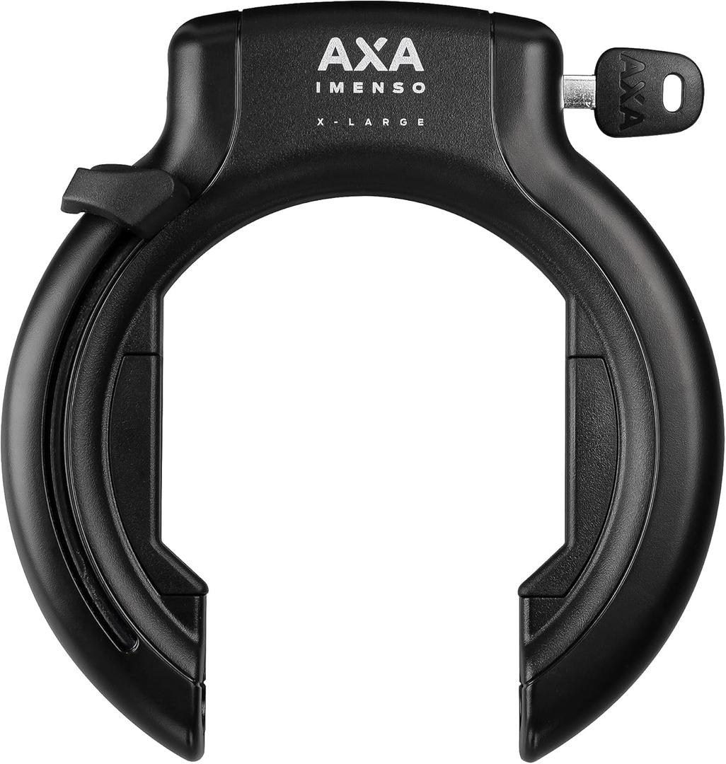 AXA Imenso XL Ring Bike Lock, Heavy-Duty Keyed Retractable Rear Wheel Frame Lock with 92 mm (3.6") Extra-Large Opening for Wide Tires, High Security Anti-Theft Protection for E-Bikes and City Bikes