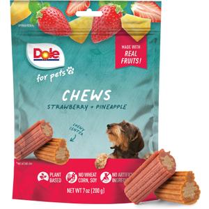 2 x Dole Freshly Fetched Dog Chews, Strawberry & Pineapple Flavored Dog Treats, 7oz, No Wheat, Corn, Soy, Artificial Flavors, Colors, or Preservatives (EXP 10/03/26)