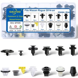 130pcs fits Nissan Rogue 2014-On Body Interior and Exterior Retainer Fastener Clip Assortment Bumper Cover Fender Liner Flare Interior Trim Panel Clips