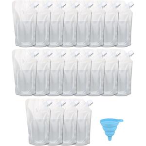 20 Pcs Liquor Flasks Cruise Pouch Reusable Sneak Travel Drinking Alcohol Flask Concealable Plastic Flasks Bags with Funnel (16 oz)