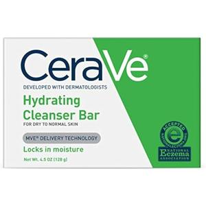 CeraVe Hydrating Cleanser Bar - Soap-Free Body and Facial Cleanser with 5% Moisturizing Cream - 4.5 Ounce Bar