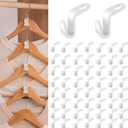 100PCS Hanger Hooks, Clothes Connector Hooks Space Saving Cascading Hangers White Closet Organizer Hanger Clips for Plastic Hangers