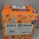 Pura Size 5 Eco-Friendly Diapers (24-35 lbs) Totally Chlorine Free (TCF), Hypoallergenic, Soft Organic Cotton, Sustainable, up to 12 Hours Leak Protection, Allergy UK, 6 Packs of 20 (120 Diapers)
