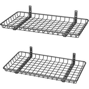 WALMANN 12x24 inch Wall Shelves, Wall-Mounted Storage Shelf for Garage, Closet, Laundry Room, Heavy Duty Floating Shelf, Holds Up to 60 lbs(Pack of 2, Black)