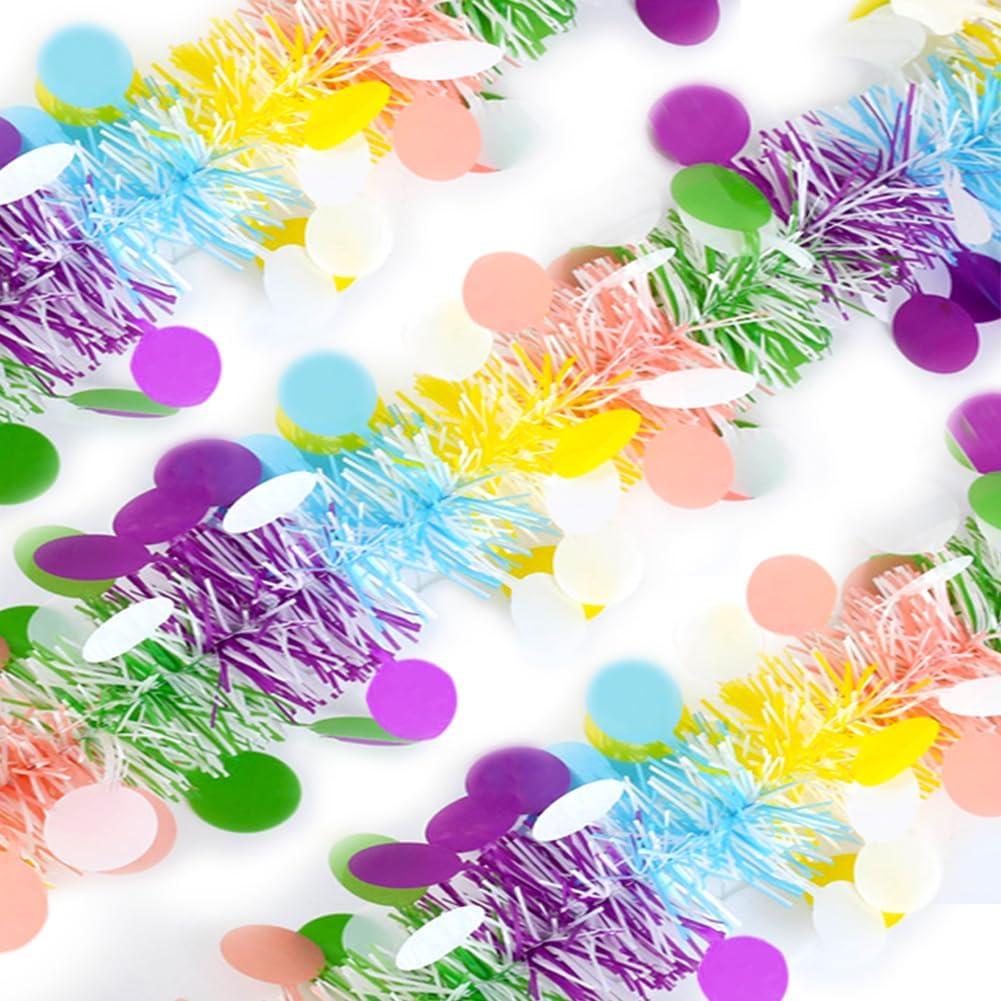 2 x Easter Garland Decorations 33Ft Colorful Tinsel Spring Pastel Garland Easter Tree Decor for Bedroom Office Classroom Party Indoor Outdoor Holiday Home Decoration Supplies Blue Yellow Pink White