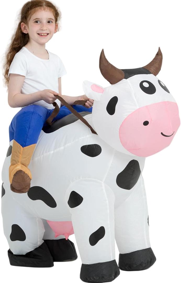 tasanor Blow Up Cow Costumes,Inflatable Costumes for Kids,Inflatable Cow Costume,Halloween Costumes for Girls/Boys (7-10YRS)