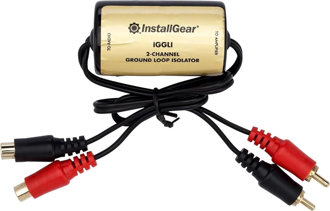 InstallGear Ground Loop Noise Isolator, Amplifier Noise Filter for Car Audio and Home Stereo, Feedback Loop Isolator, Car Stereo Noise Suppressor Reducer Alternator, Ground Loop Isolator (1 Pack)