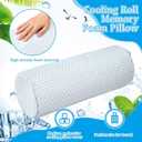 Novabright 2 Pack Cooling Neck Roll Pillow for Pain Relief Memory Foam Round Cylinder Bolster Cervical Round Support Pillow with Washable Breathable Cover for Sleeping(18 x 4 Inch)