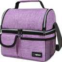 opux Lunch Bag Women Insulated, Adult Lunch Box Cooler, Lunch Box for Men, Dual Compartment Lunchbox for Work, Leakproof Double Decker Lunch Bag, Soft Lunch Pail Tote Girls Boys Kids School, Purple
