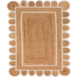 Scallop Jute with White Border (3X5 Feet)