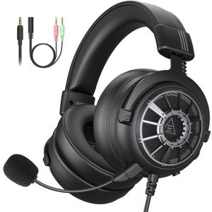 EKSA StarEngine S Gaming Headset for PC, PS4, PS5, Switch, Xbox One, Xbox Series X/S-Wired Gaming Headphones with Detachable Noise Cancelling Mic, 50mm Drivers, 3.5mm Over-Ear Computer Headphones (Black)