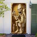 2 x Halloween Welcome Door Cover 71x35 Inch Front Porch Door Banners Decoration for Indoor Decor Fall Party Bathroom Mummy Theme