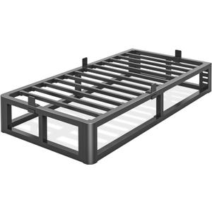 Metal Heavy Duty 12 inch Twin Bed Frame with Rounded Corner and Headboard Hole Mattress Retainers 3500 LBS No Box Spring Needed Platform Noise Free Easy Assembly
