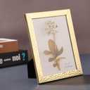 5 x 7 Gold Metal Picture Frame, Gold Photo Frame Fits 5 by 7 Inch Picture,Metal Picture Frames with Hammered Patterned Photo Display for Desk or Wall,Tabletop, Counterspace, Shelf (Gold, 5x7)