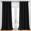 NICETOWN Black Out Curtain Panels - (52 inches by 120 Inch, Black, Set of 2) Home Decoration Thermal Insulated Solid Grommet Blackout Curtains/Drapes for Hall/Dining Room