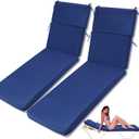2 Pcs Indoor Outdoor Chaise Lounge Cushions Sponge Bench Outdoor Furniture Chaise Cushions Patio Chair Furniture Replacement (Dark Blue)