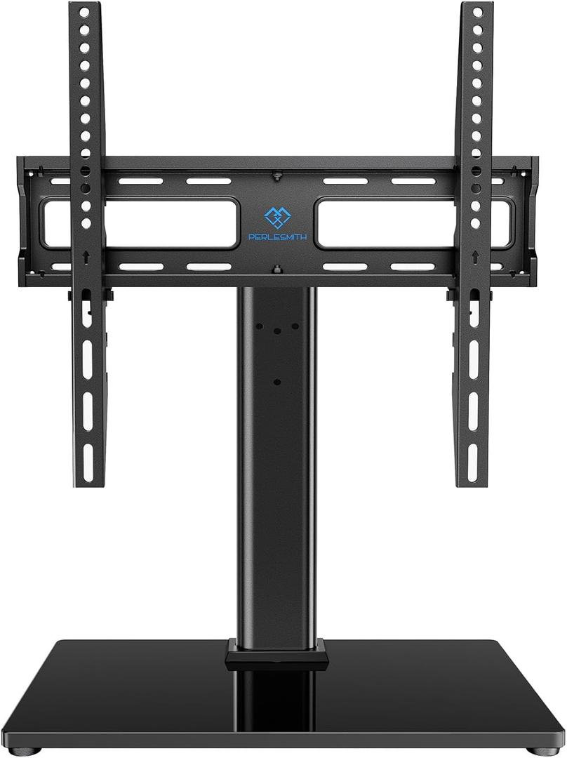 PERLESMITH Universal Swivel TV Stand Legs for 24-60 inch LCD LED TVs, Height Adjustable Television Mount Stand with Tempered Glass Base, Universal VESA Mount 400400mm, Holds up to 88lbs, PSTVS09